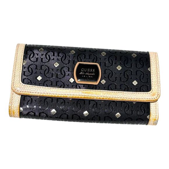 Guess Wallet - Black & Cream/Tan with Studded Detail - Nearly New! - Picture 1 of 9